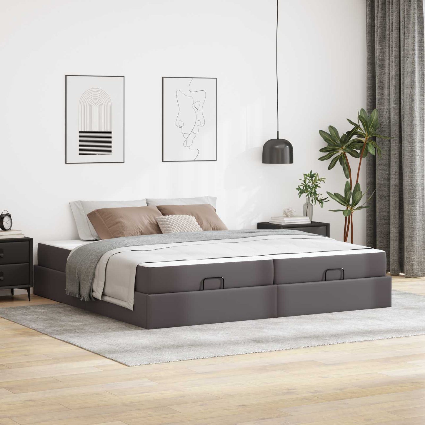 Struttura letto con materasso con materasso 2 pcs Grigio PVC