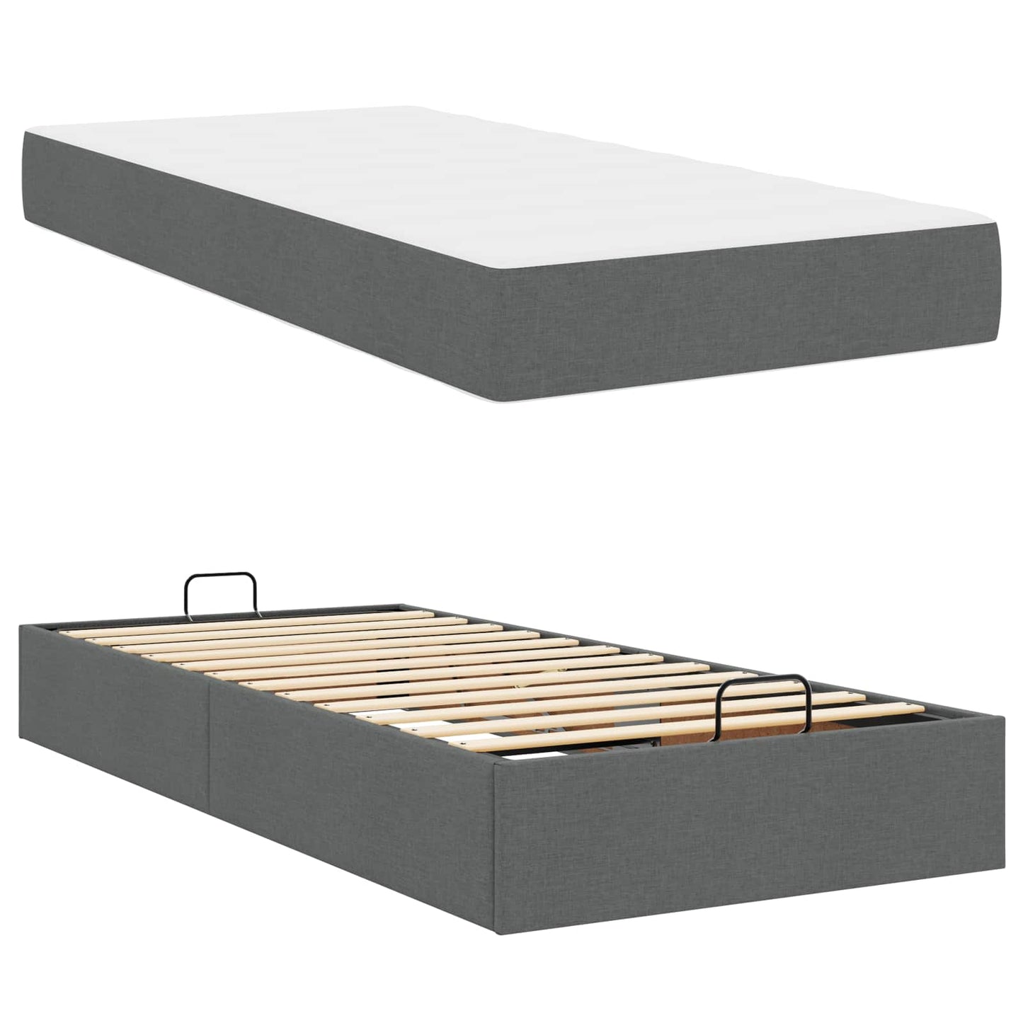 Struttura letto con materasso 2 pcs Grigio Sfumato Tessuto
