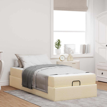 Struttura letto con materasso con materasso 2 pcs Crema Tessuto