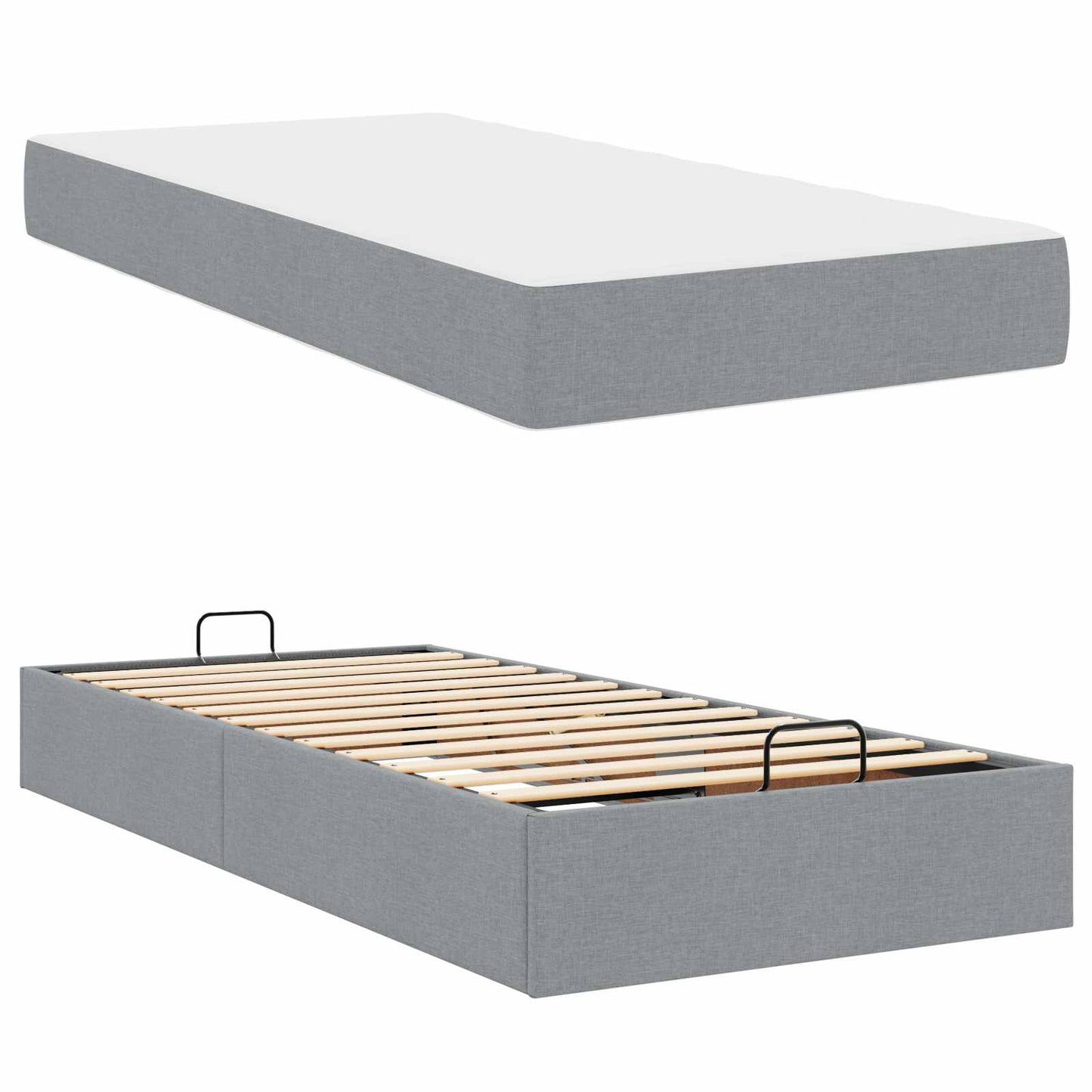 Struttura letto con materasso 2 pcs Grigio chiaro Tessuto
