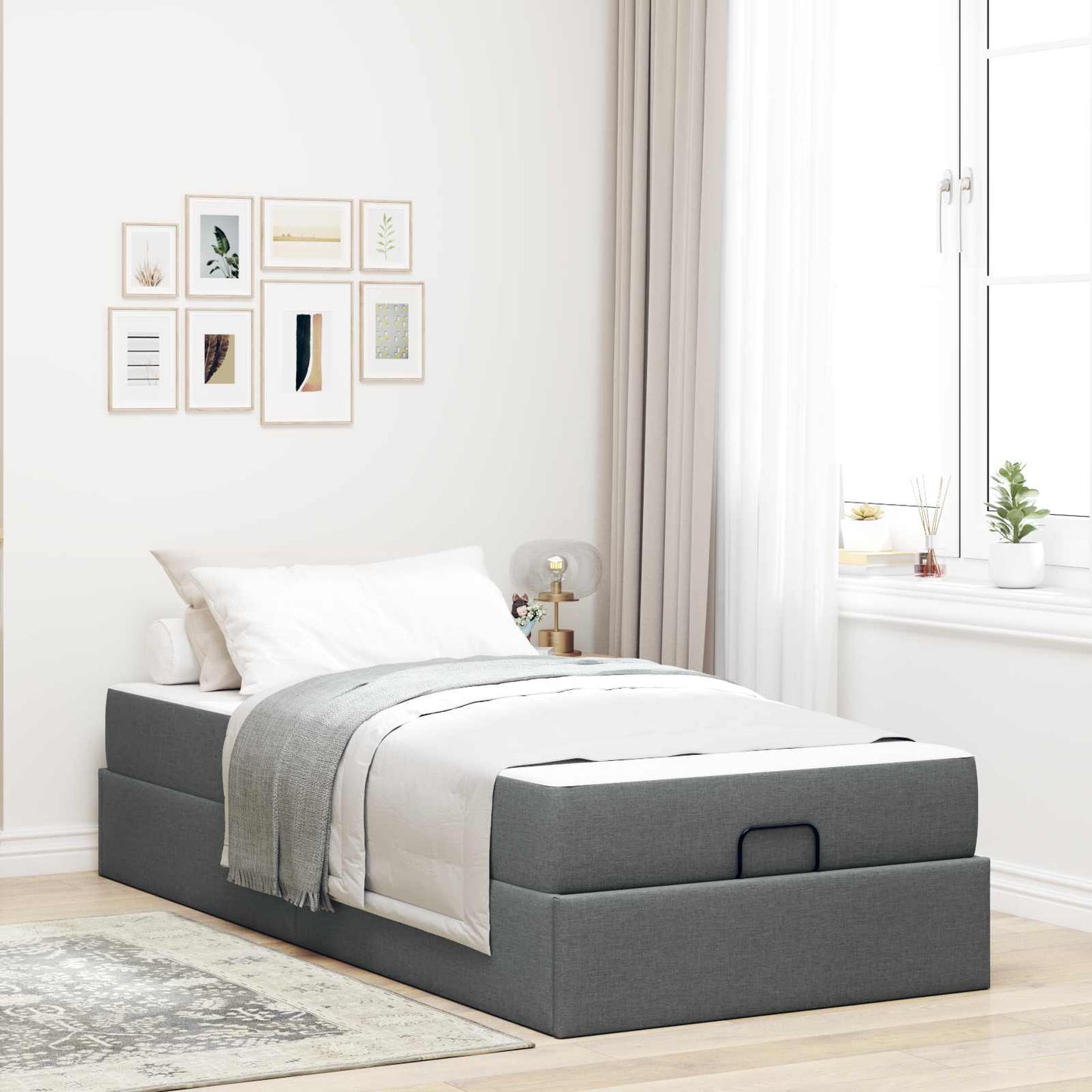 Struttura letto con materasso 2 pcs Grigio Sfumato Tessuto