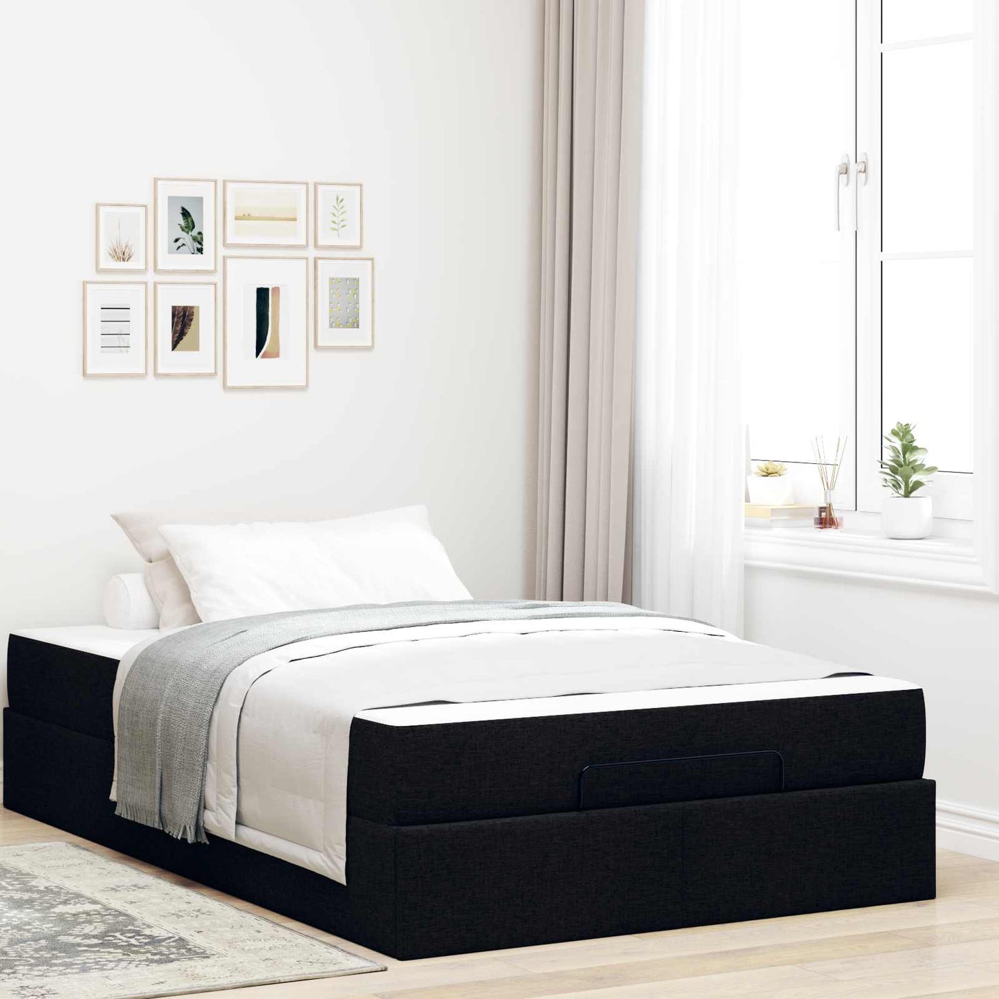 Struttura letto con materasso con materasso 2 pcs Nero Tessuto