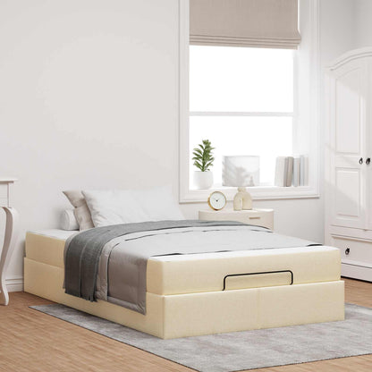 Struttura letto con materasso con materasso 2 pcs Crema Tessuto