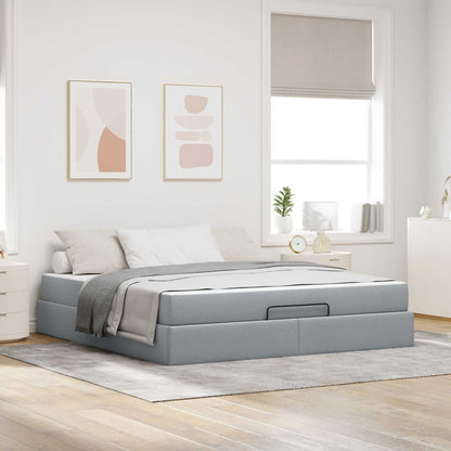 Struttura letto con materasso 2 pcs Grigio chiaro Tessuto