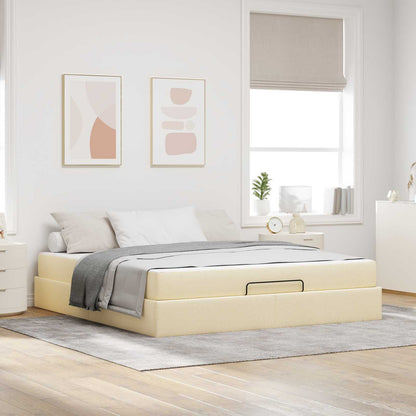 Struttura letto con materasso con materasso 2 pcs Crema Tessuto