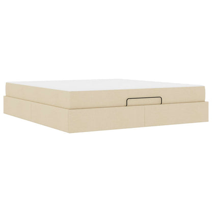 Struttura letto con materasso con materasso 2 pcs Crema Tessuto