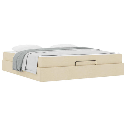 Struttura letto con materasso con materasso 2 pcs Crema Tessuto