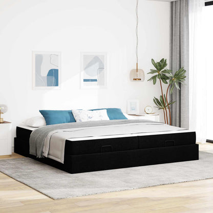 Struttura letto con materasso con materasso 2 pcs Nero Tessuto