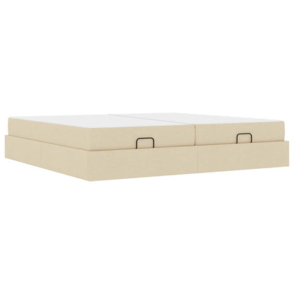 Struttura letto con materasso con materasso 2 pcs Crema Tessuto