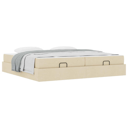 Struttura letto con materasso con materasso 2 pcs Crema Tessuto