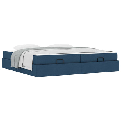 Struttura letto con materasso con materasso 2 pcs Blu Tessuto