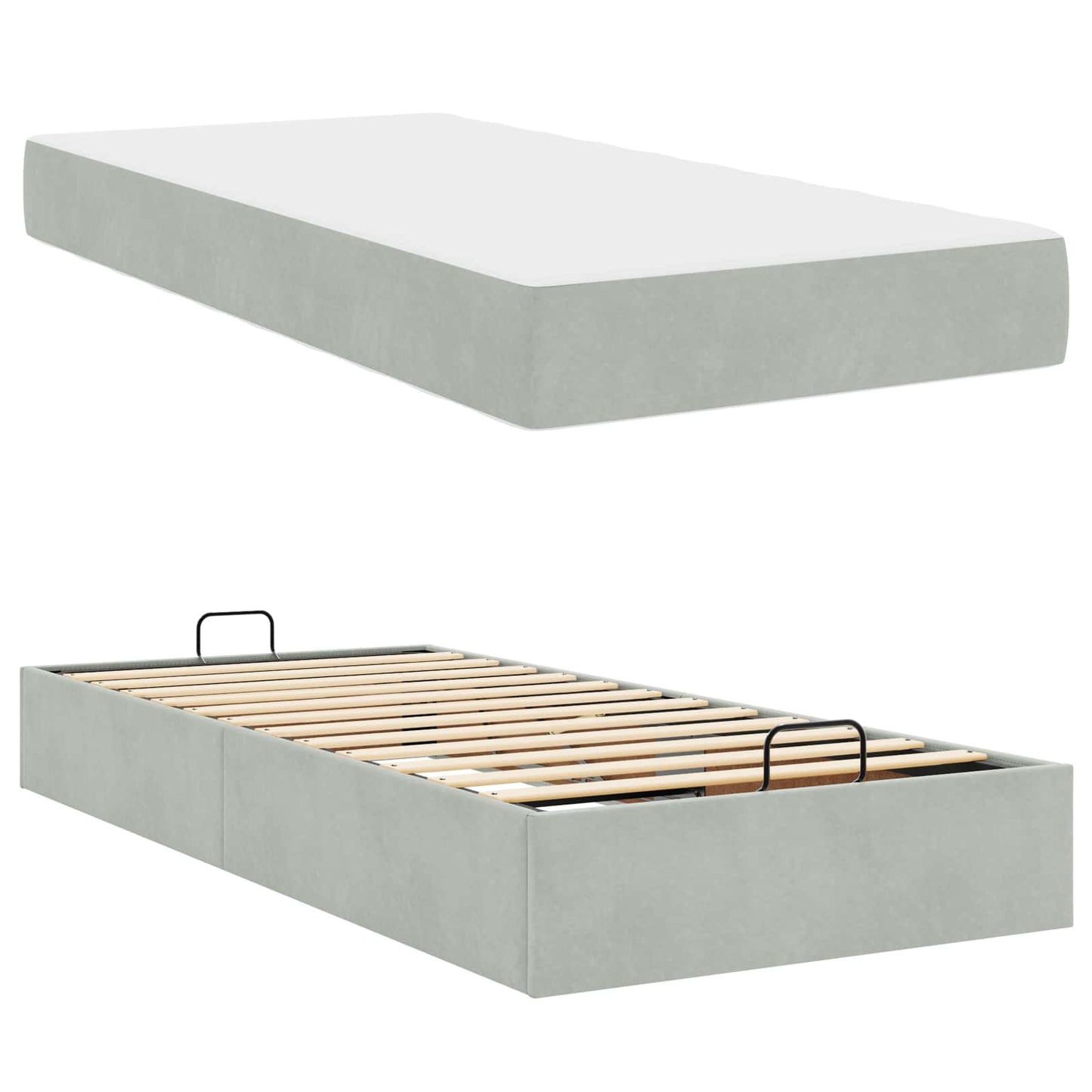 Struttura letto con materasso 2 pcs Grigio chiaro Velluto