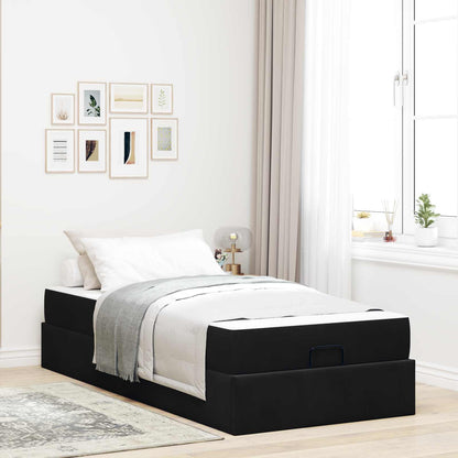 Struttura letto con materasso con materasso 2 pcs Nero Velluto
