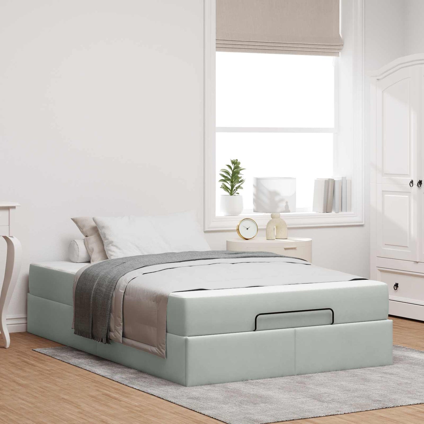 Struttura letto con materasso 2 pcs Grigio chiaro Velluto