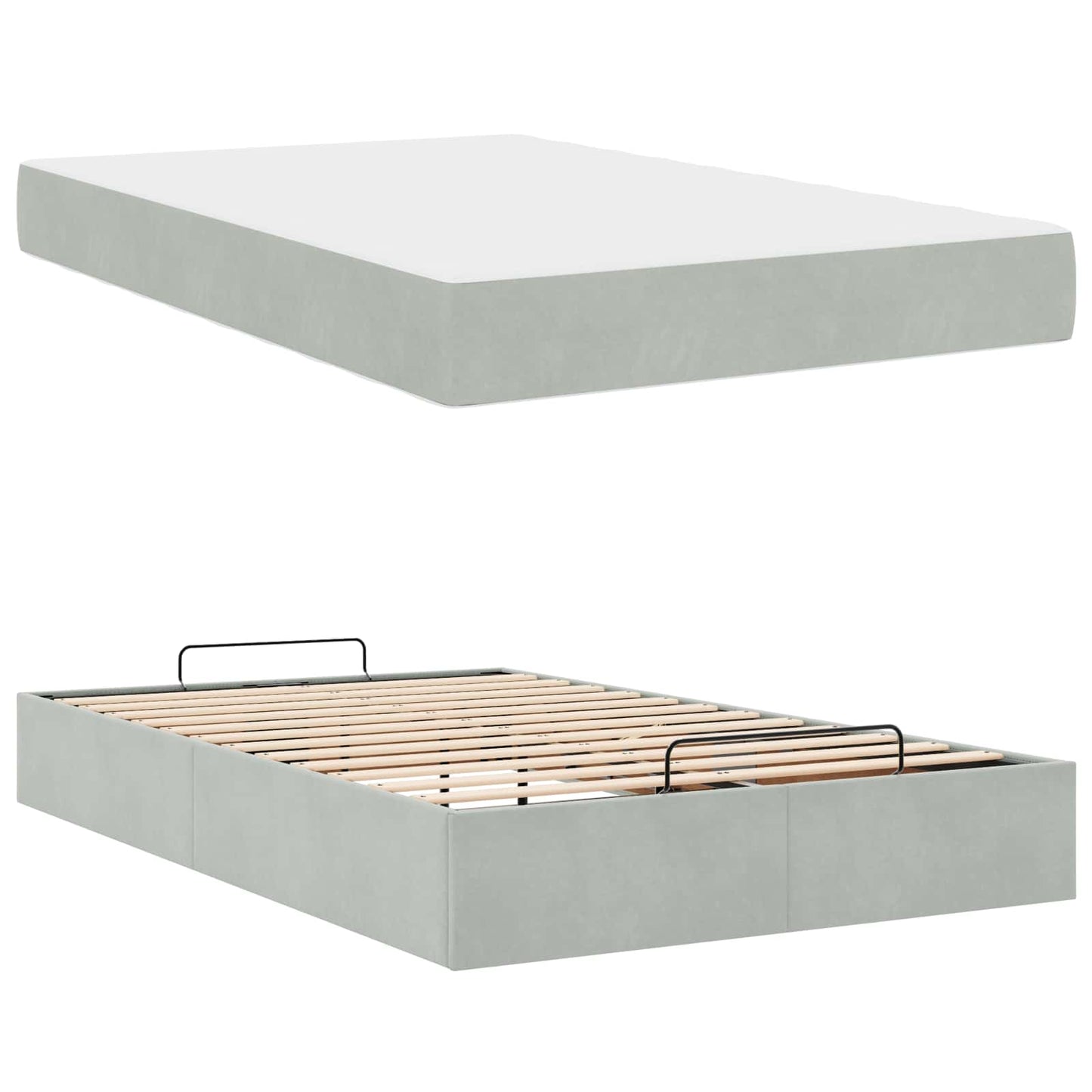Struttura letto con materasso 2 pcs Grigio chiaro Velluto