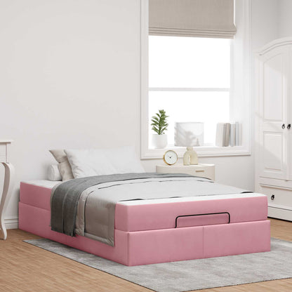 Struttura letto con materasso con materasso 2 pcs Rosa Velluto