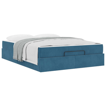 Struttura letto con materasso con materasso 2 pcs Blu Velluto
