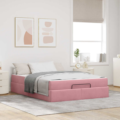 Struttura letto con materasso con materasso 2 pcs Rosa Velluto
