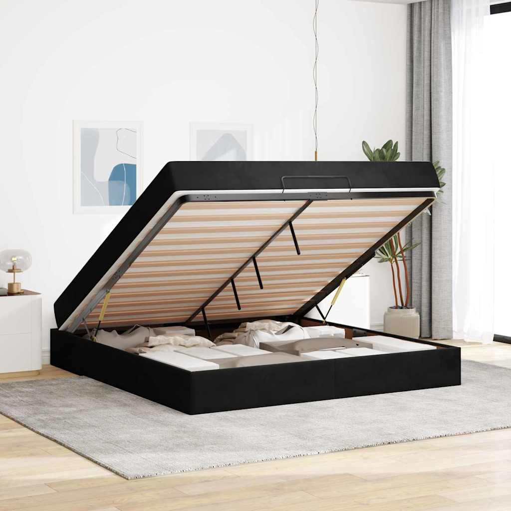 Struttura letto con materasso con materasso 2 pcs Nero Velluto