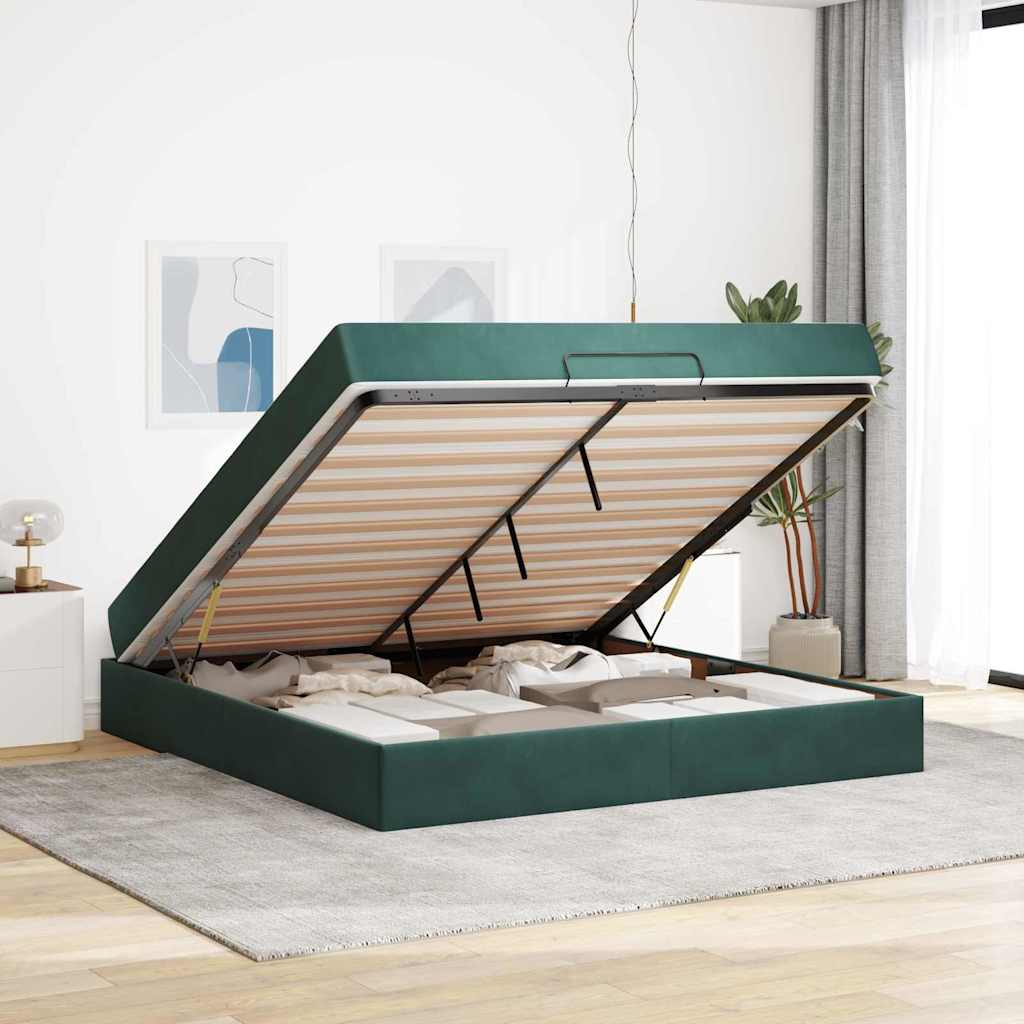 Struttura letto con materasso con materasso 2 pcs Verde Velluto