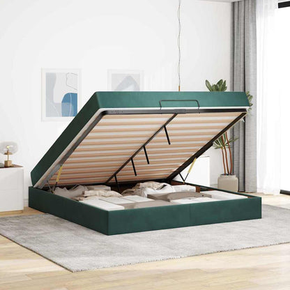 Struttura letto con materasso con materasso 2 pcs Verde Velluto