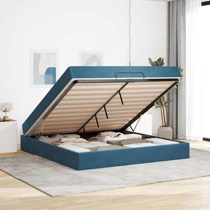 Struttura letto con materasso con materasso 2 pcs Blu Velluto