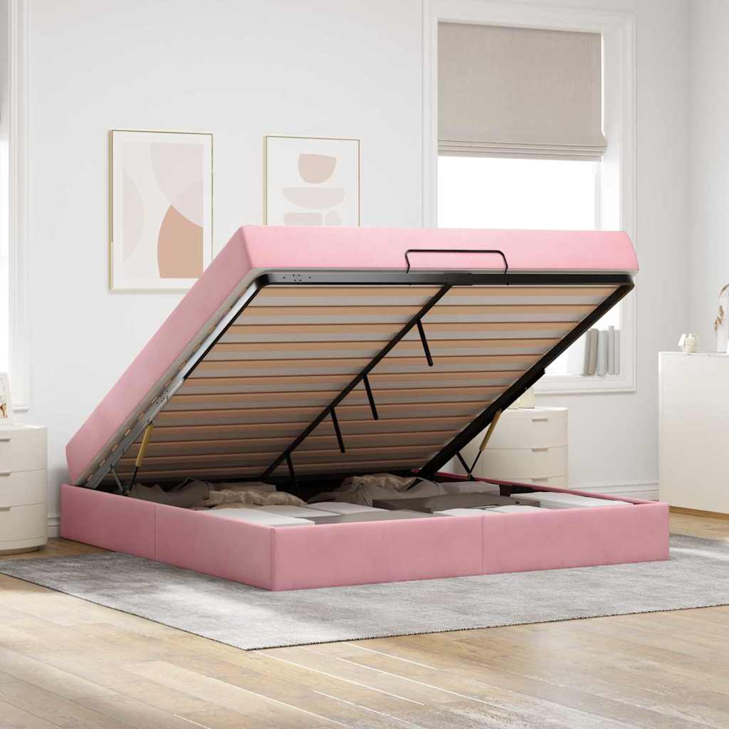 Struttura letto con materasso con materasso 2 pcs Rosa Velluto