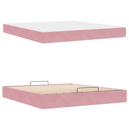 Struttura letto con materasso con materasso 2 pcs Rosa Velluto