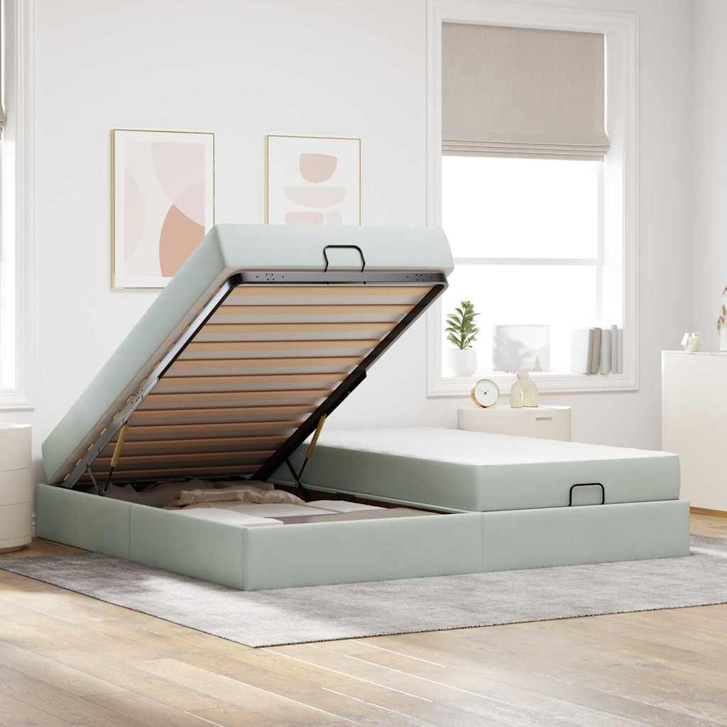 Struttura letto con materasso 2 pcs Grigio chiaro Velluto