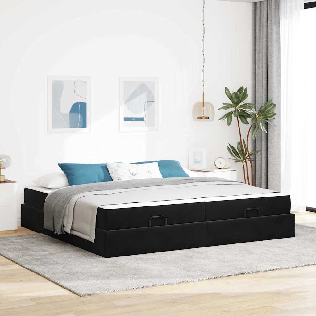 Struttura letto con materasso con materasso 2 pcs Nero Velluto
