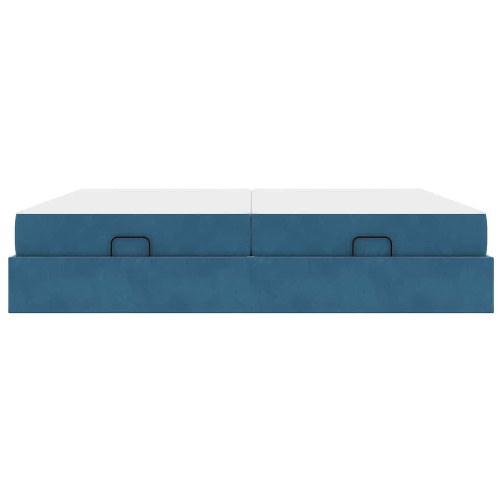 Struttura letto con materasso con materasso 2 pcs Blu Velluto