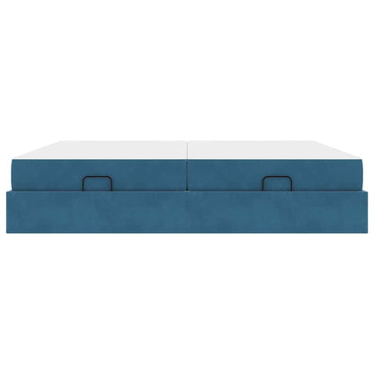Struttura letto con materasso con materasso 2 pcs Blu Velluto