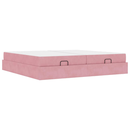 Struttura letto con materasso con materasso 2 pcs Rosa Velluto