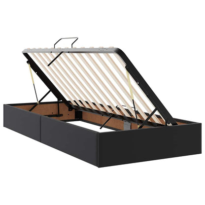 Letto con contenitore e materasso 2 pcs Nero Pelle