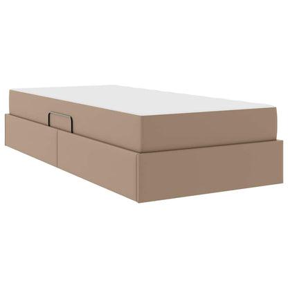 Letto con contenitore e materasso 2 pcs Cappuccino Pelle