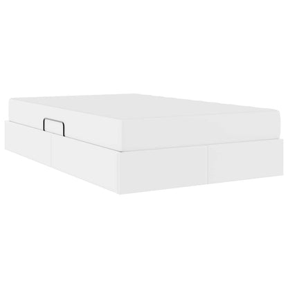 Letto con contenitore e materasso 2 pcs Bianco Pelle