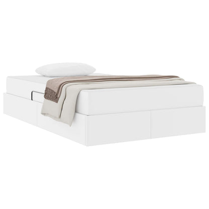 Letto con contenitore e materasso 2 pcs Bianco Pelle