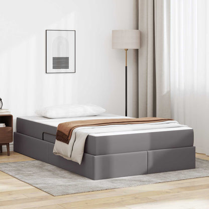 Letto con contenitore e materasso 2 pcs Grigio Pelle