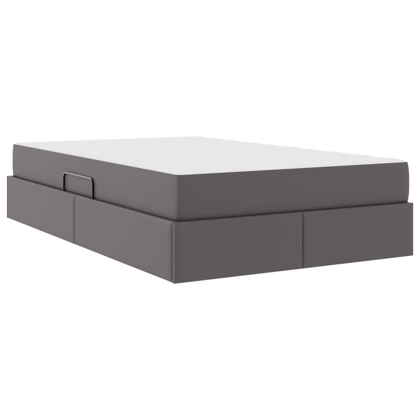Letto con contenitore e materasso 2 pcs Grigio Pelle