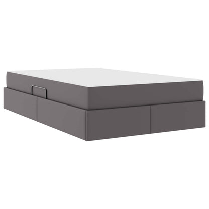 Letto con contenitore e materasso 2 pcs Grigio Pelle