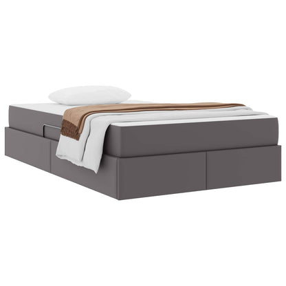 Letto con contenitore e materasso 2 pcs Grigio Pelle