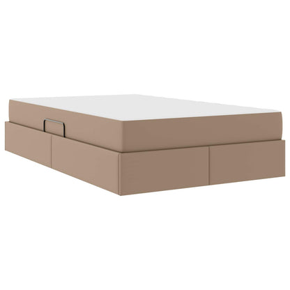 Letto con contenitore e materasso 2 pcs Cappuccino Pelle