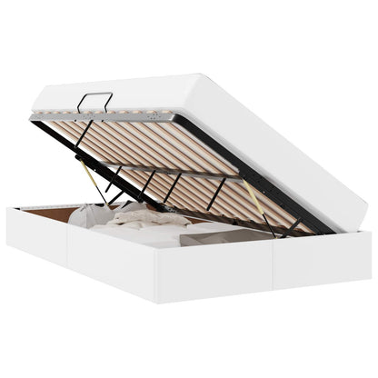 Letto con contenitore e materasso 2 pcs Bianco Pelle