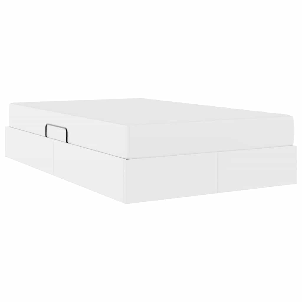 Letto con contenitore e materasso 2 pcs Bianco Pelle