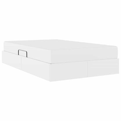 Letto con contenitore e materasso 2 pcs Bianco Pelle