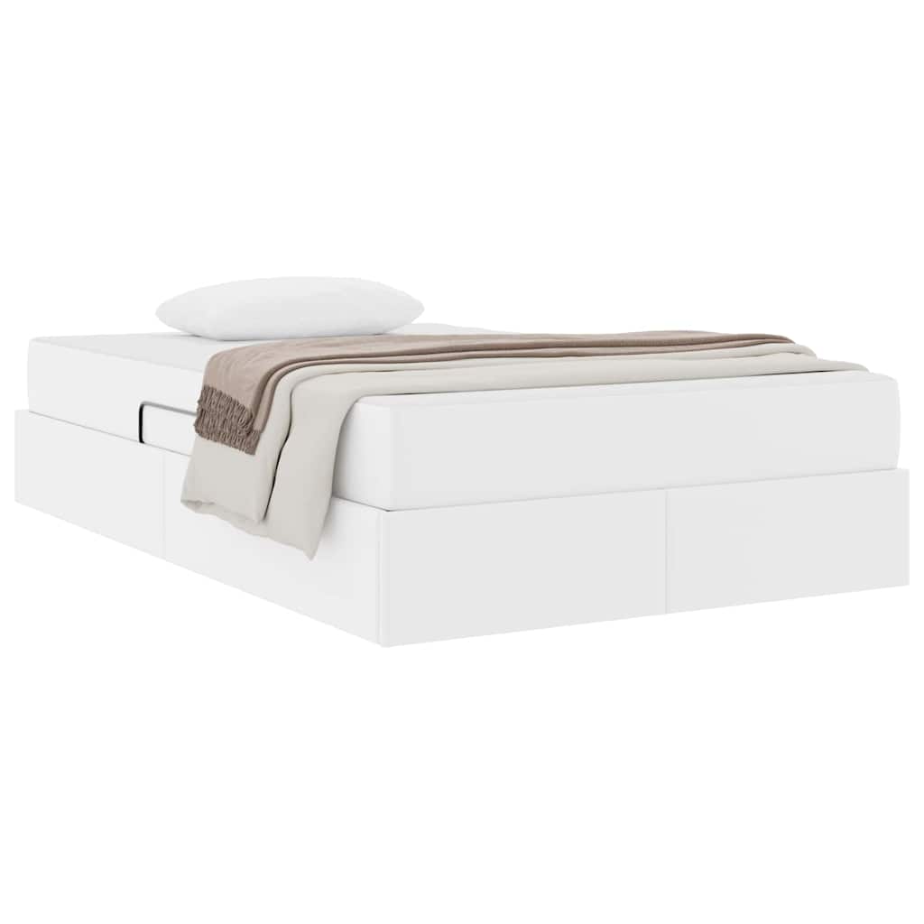 Letto con contenitore e materasso 2 pcs Bianco Pelle