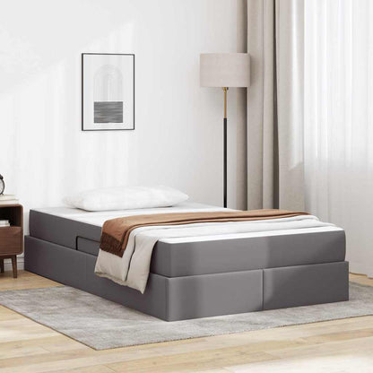 Letto con contenitore e materasso 2 pcs Grigio Pelle