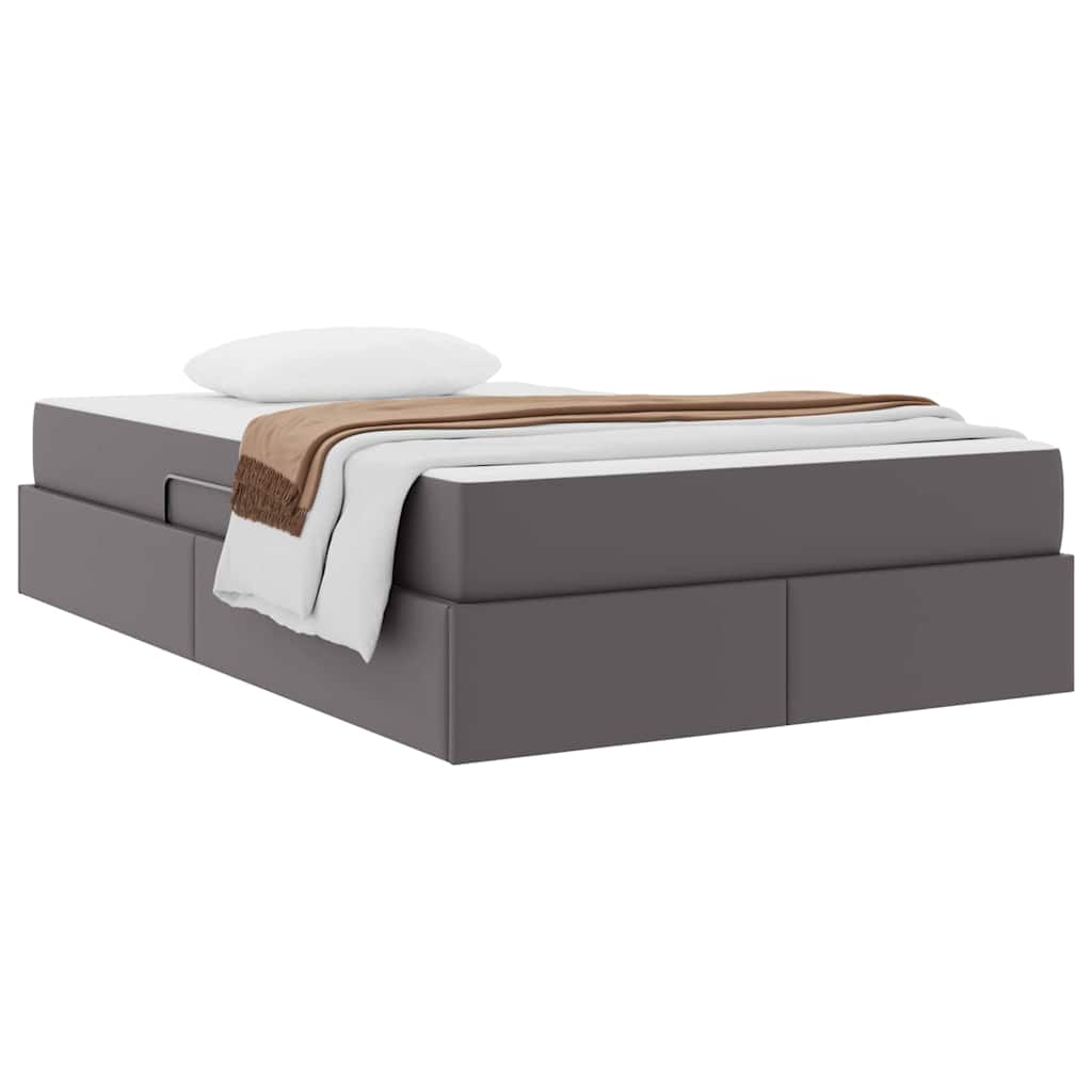 Letto con contenitore e materasso 2 pcs Grigio Pelle