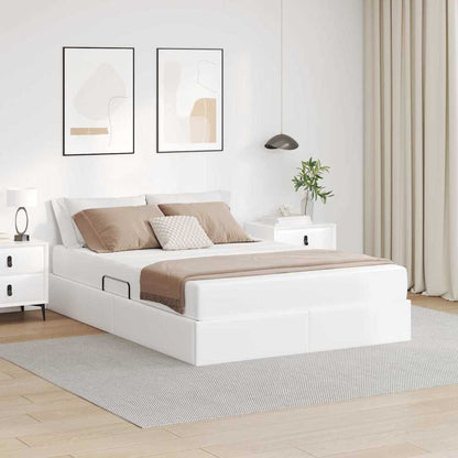 Letto con contenitore e materasso 2 pcs Bianco Pelle