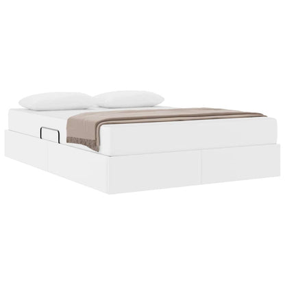 Letto con contenitore e materasso 2 pcs Bianco Pelle